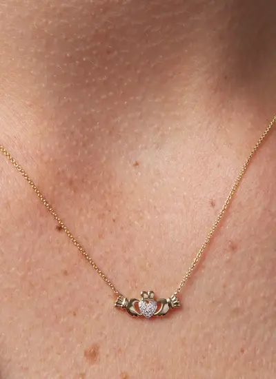 14K Gold Claddagh Necklace